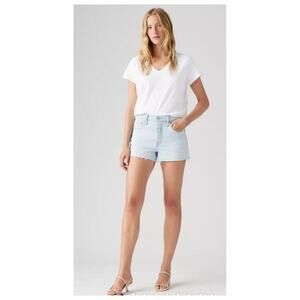 LEVIS 501 Classic High Rise Button Fly‎ Jean Shorts Light Wash Rigid Denim Sz 26